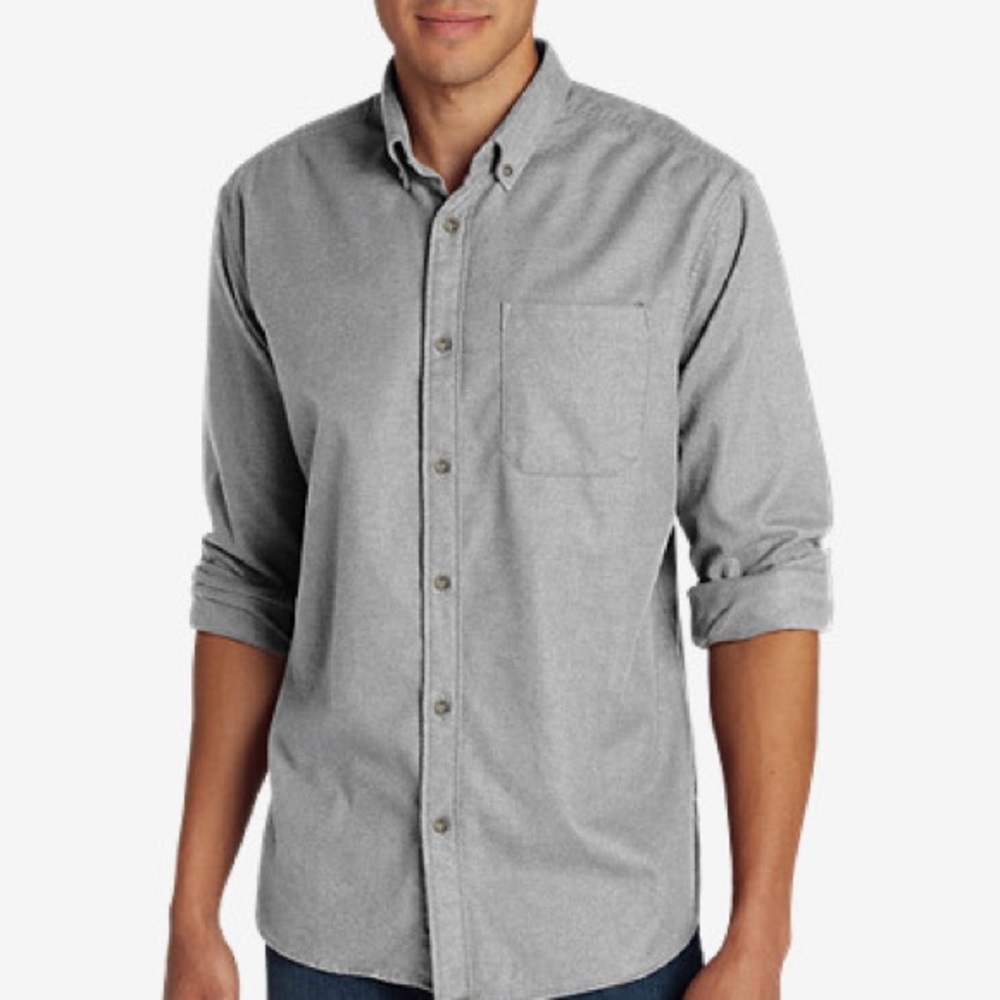 Eddie Bauer heather grey casual button down